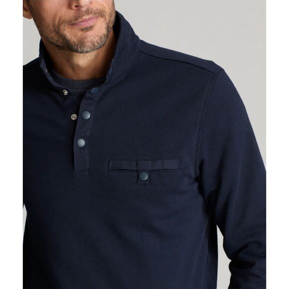 Untickit 1/4 Snap Fleece Pullover Navy Mens Large Mock Neck Preppy Golf Casual - Picture 1 of 7